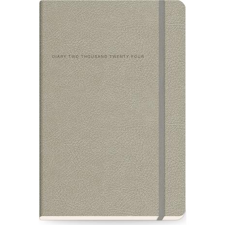 Ημερολόγιο ημερήσιο The Writing Fields Softline 2000 14x21cm 2024 με λάστιχο soft εξώφυλλο με υφή δέρματος Warm Grey